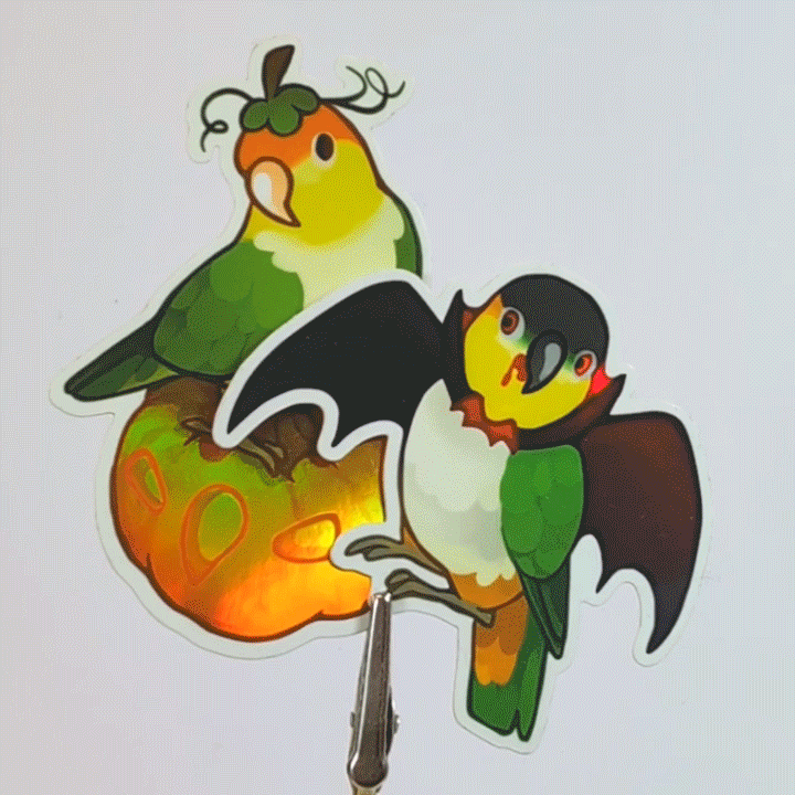 Halloween Caique Holographic Vinyl Sticker