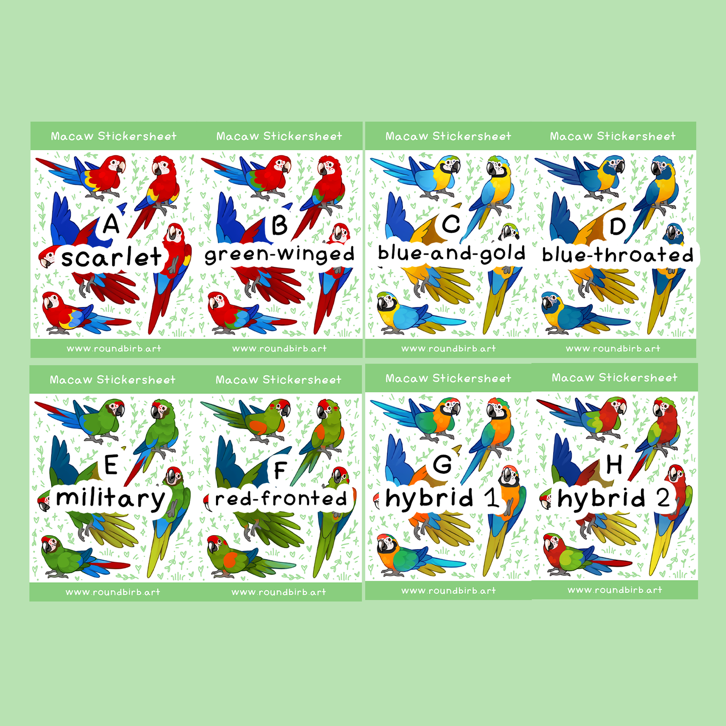 Macaw Washi Stickersheet