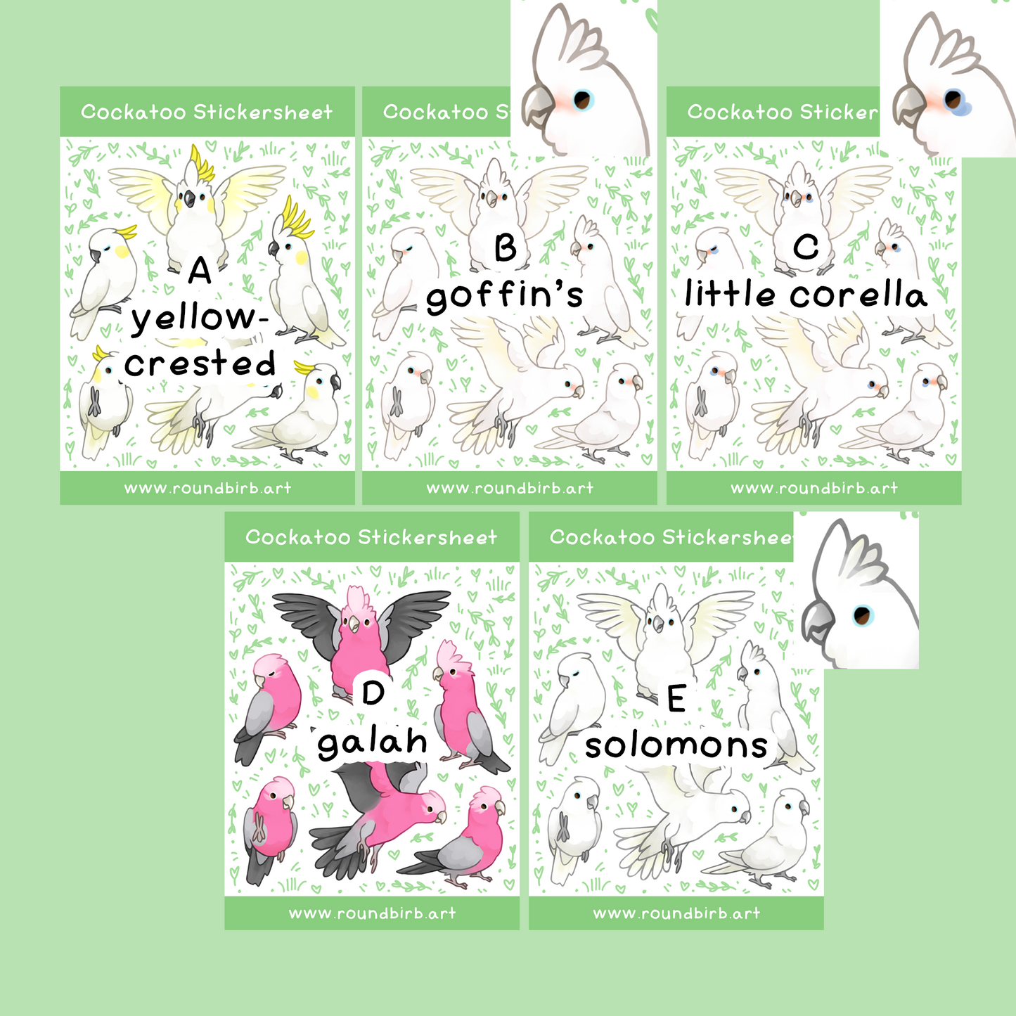 Cockatoo Washi Stickersheet