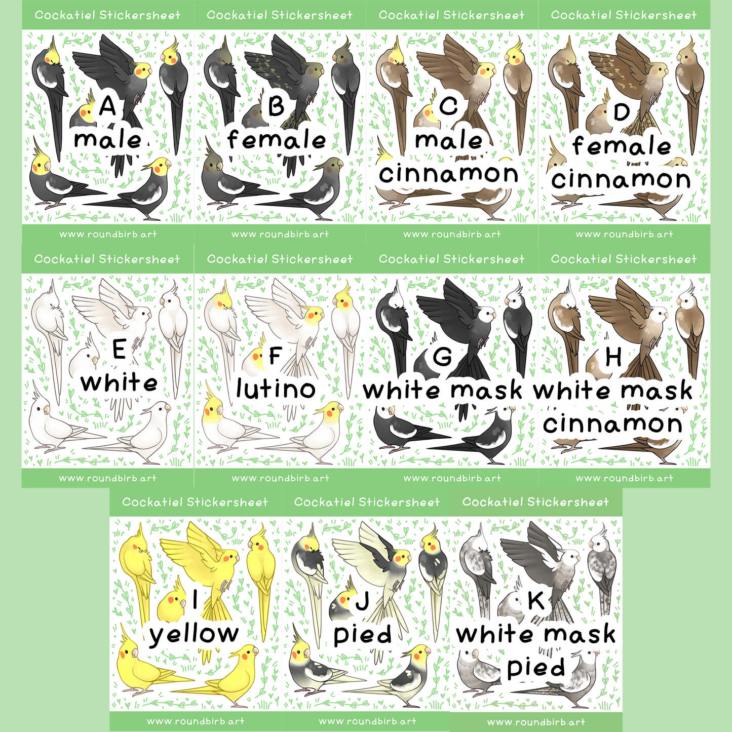 Cockatiel Washi Stickersheet