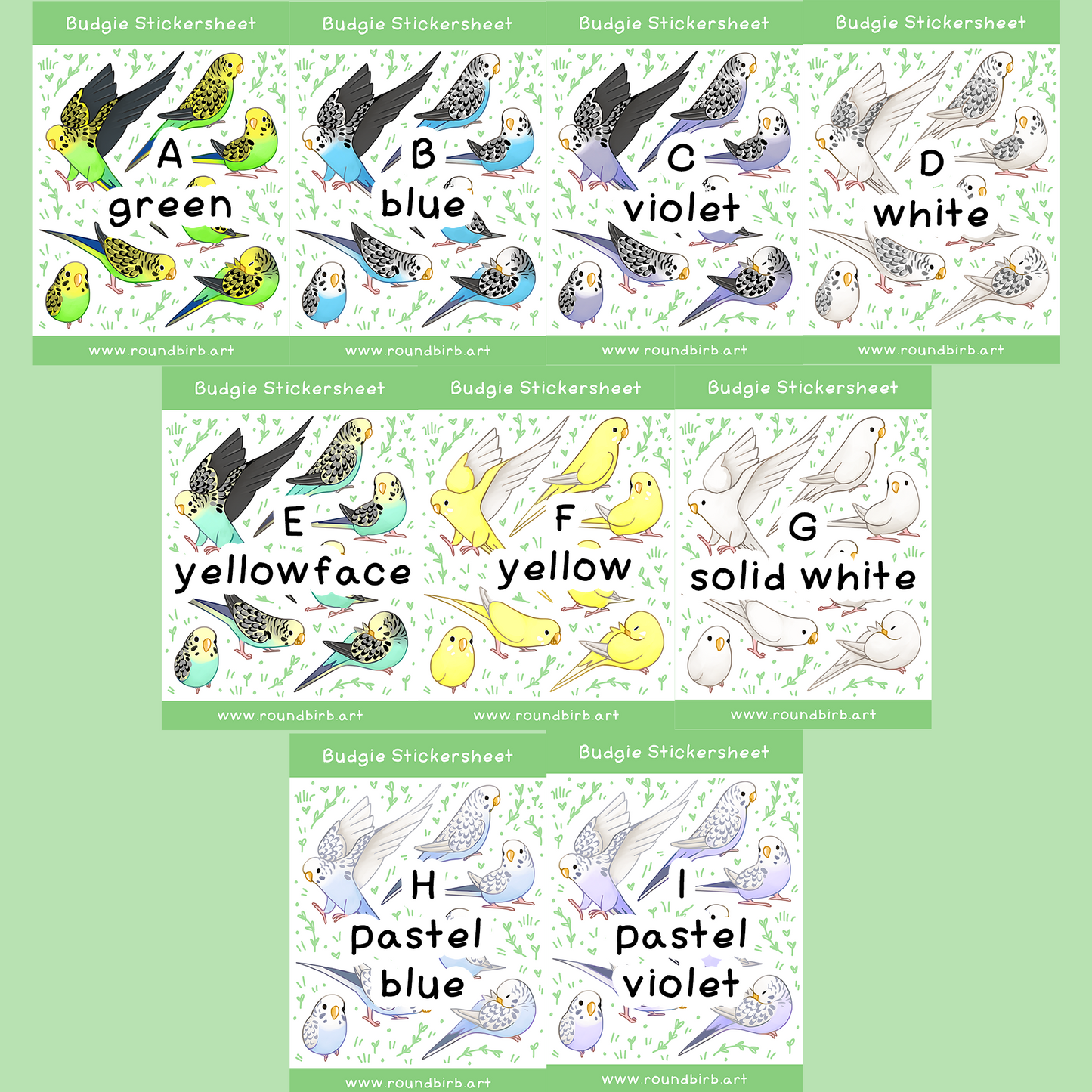 Budgie Stickersheet
