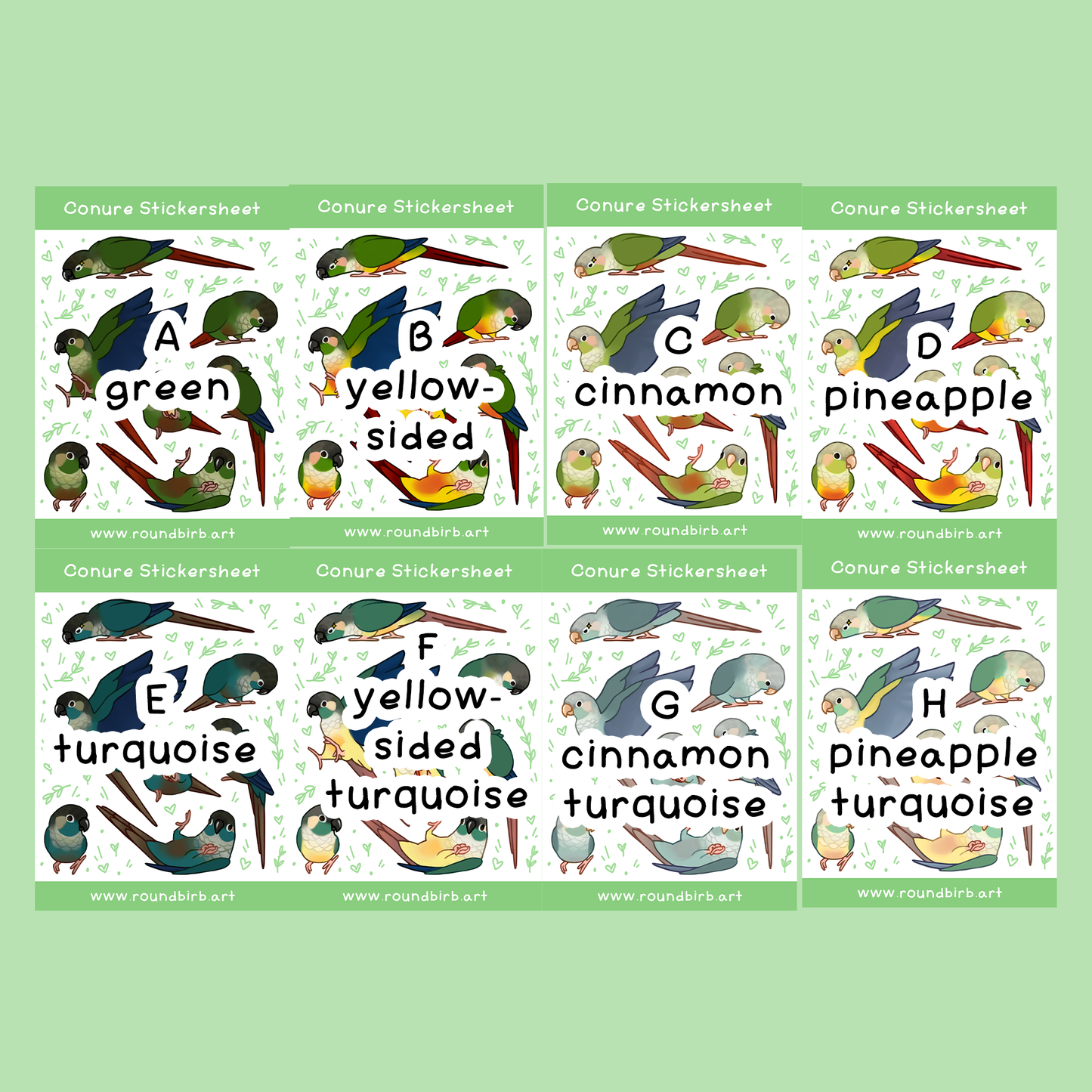 Small Conure Stickersheet