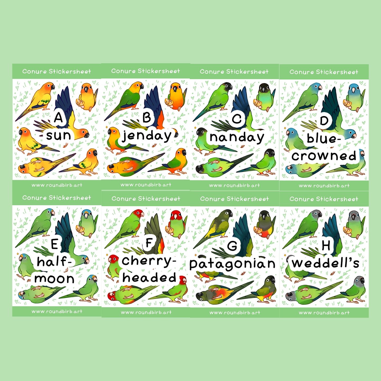 Large Conure Washi Stickersheet