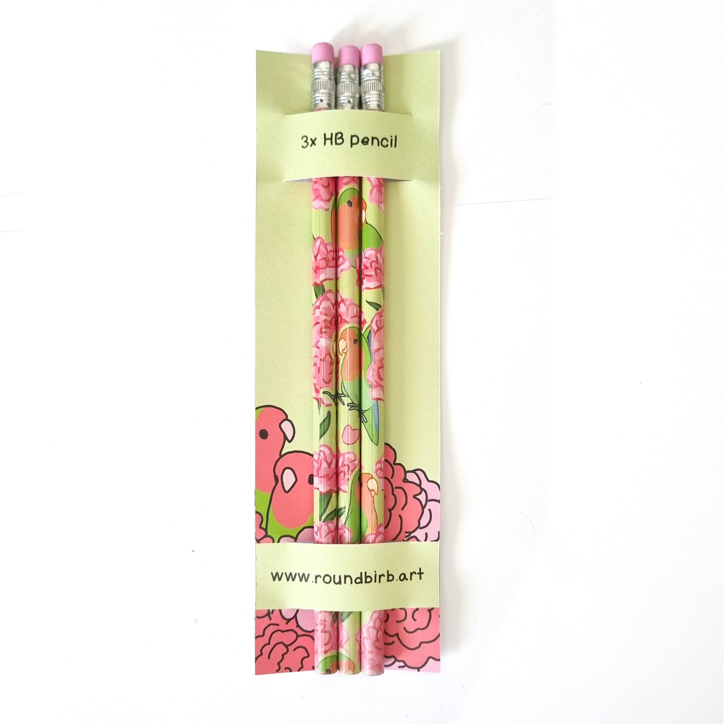 Set of 3 Lovebird HB Pencils