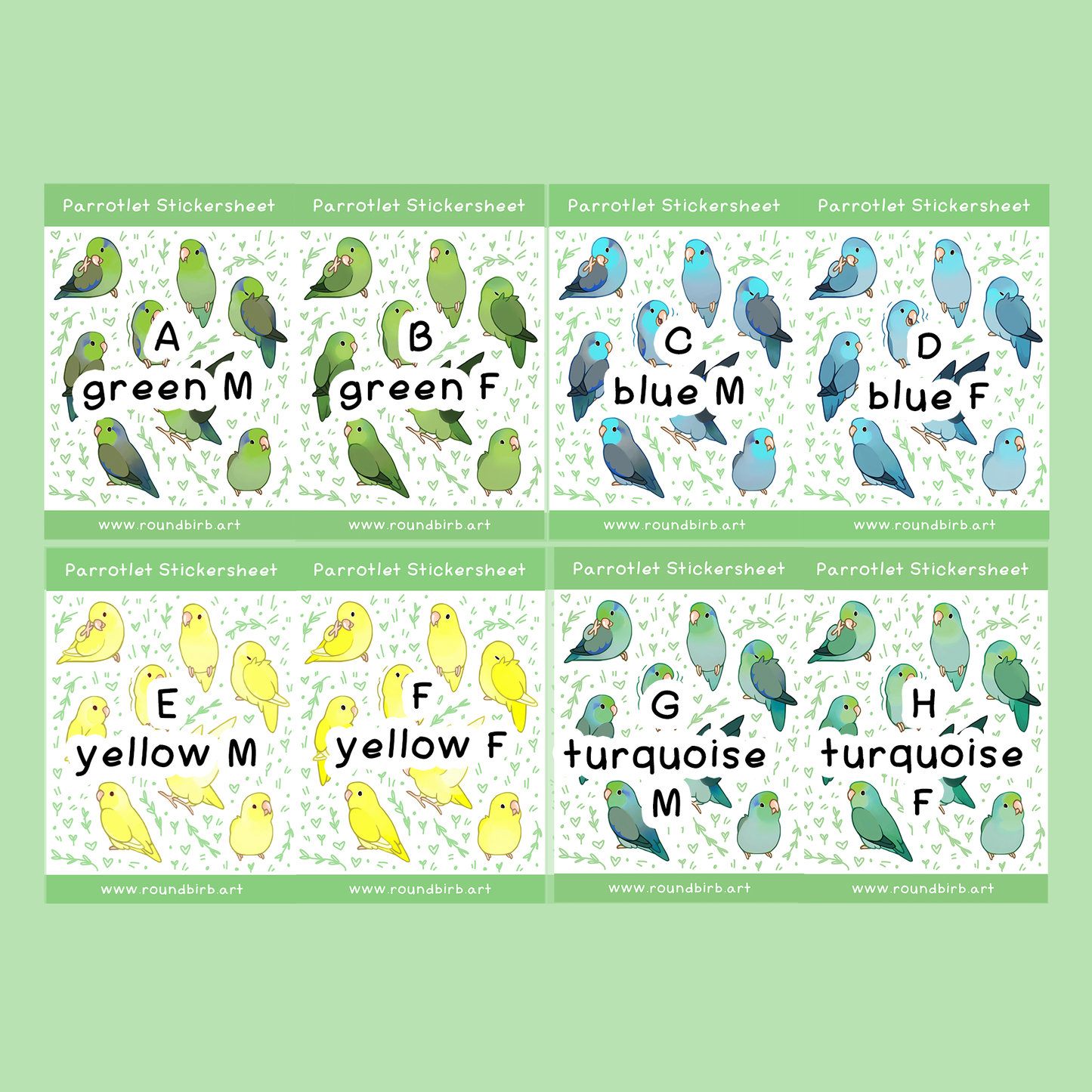 Parrotlet Stickersheet