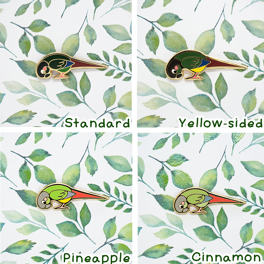 Foot Check! Green Cheek Conure Pin