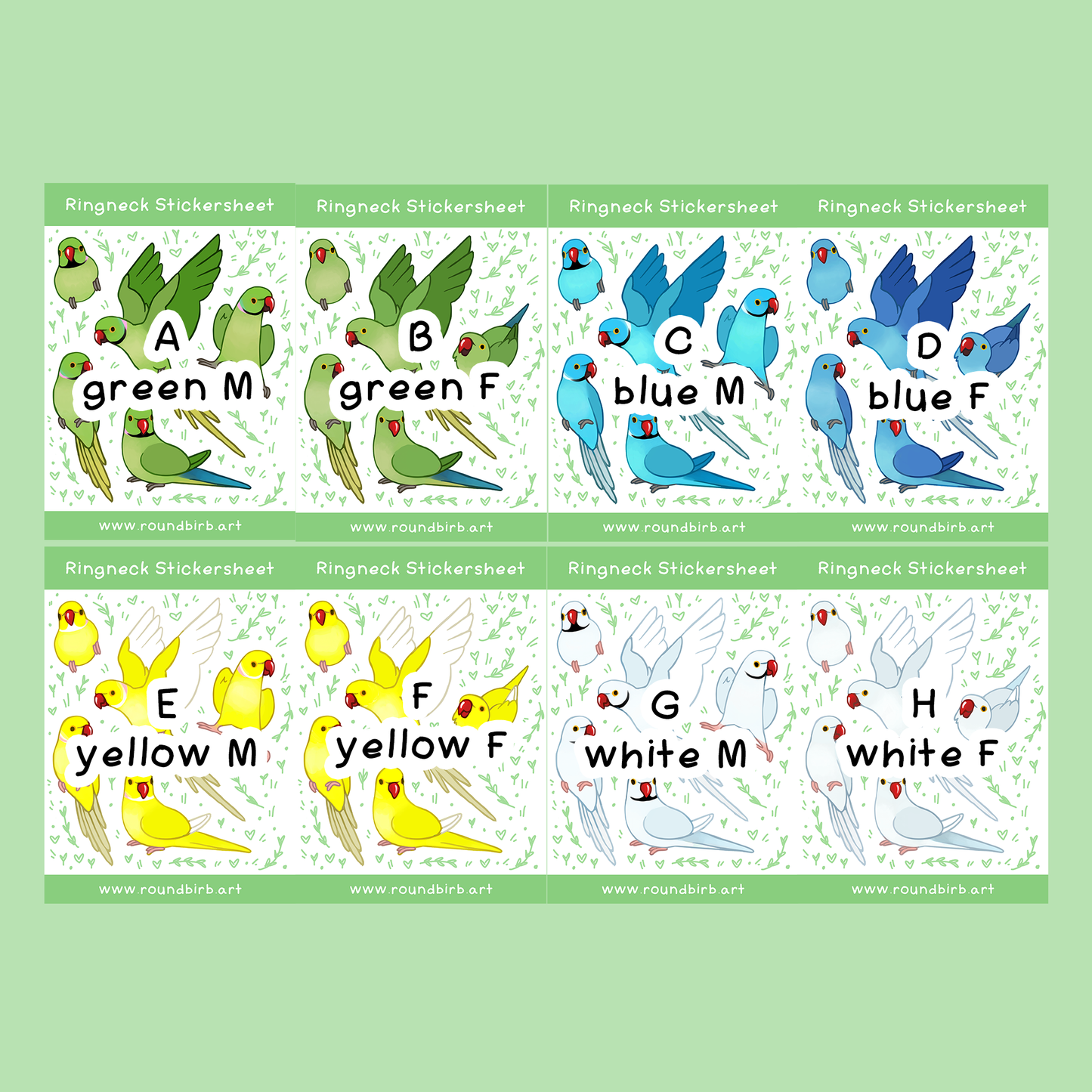 Ringneck Parrot Stickersheet