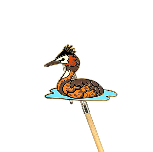 Great Crested Grebe Enamel Pin