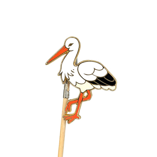 White Stork Enamel Pin
