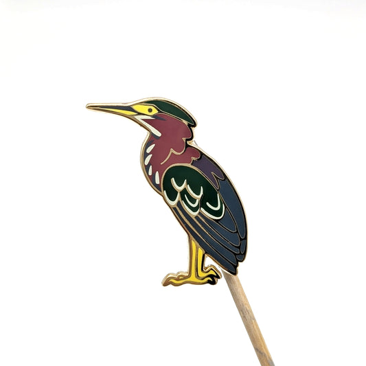 Green Heron Enamel Pin