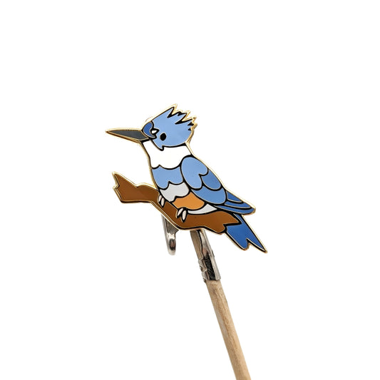 Belted Kingfisher Enamel Pin