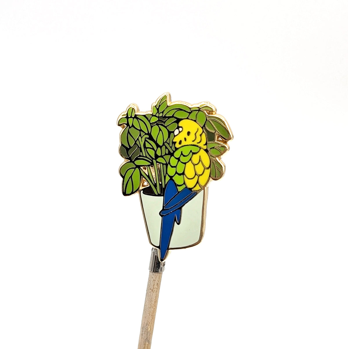 Basil Budgie Enamel Pin