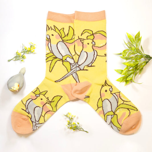 Cockatiel & Peaches Cotton Socks