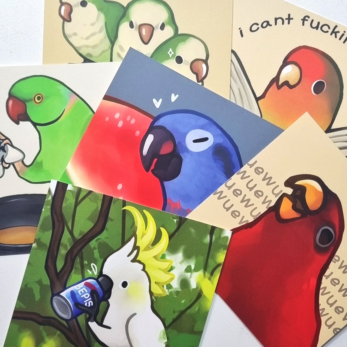Set of 6 Bird Meme Mini Prints