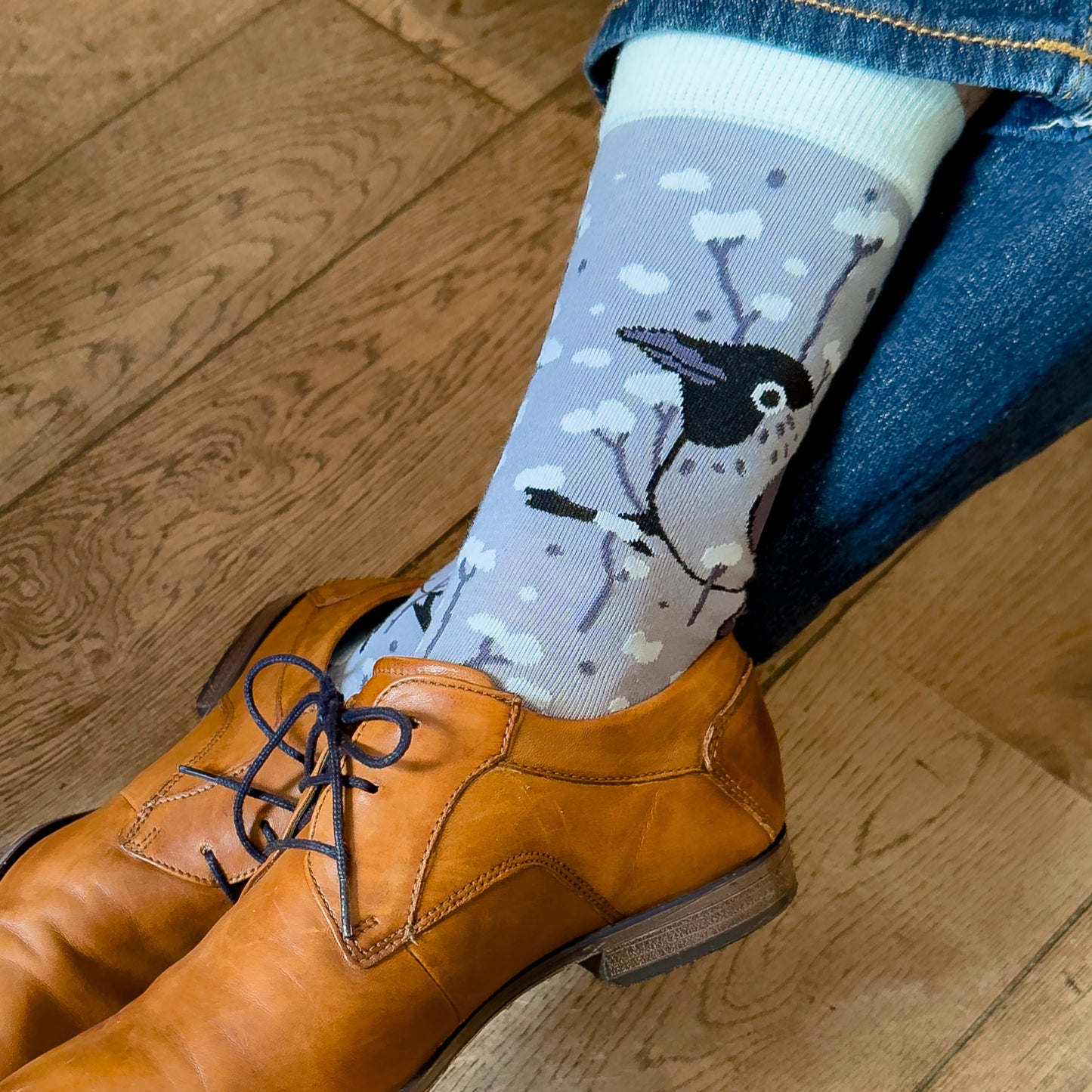 Jackdaw & Blue Flowers Cotton Socks