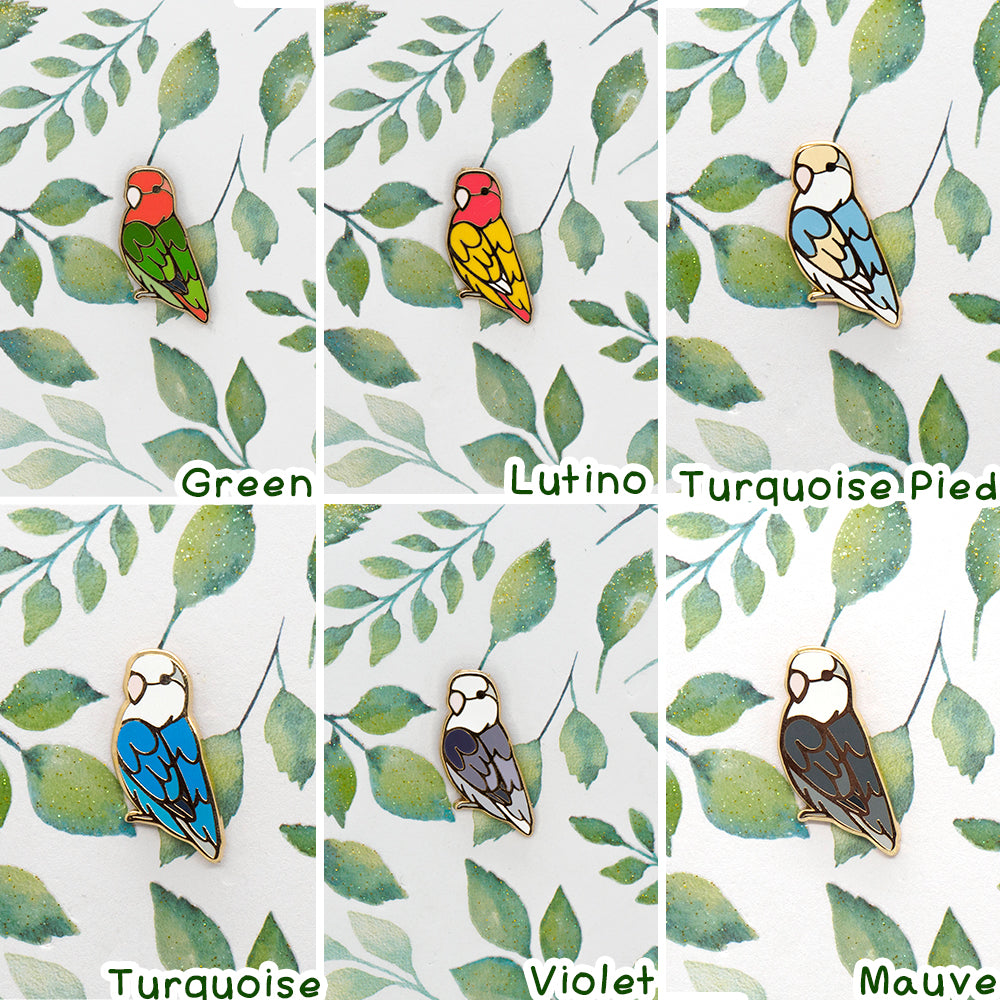 Opaline Peach-Faced Lovebird Mini Pin
