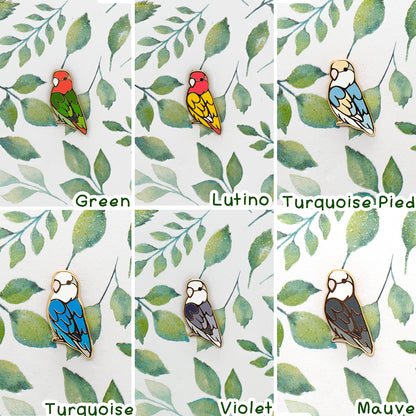 Opaline Peach-Faced Lovebird Mini Pin