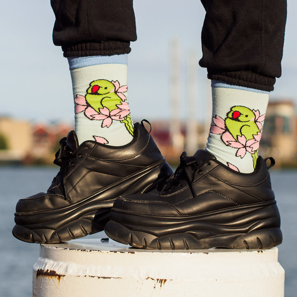 Ringneck & Blossoms Cotton Socks