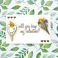 Valentine's Cockatiel Duo Pins
